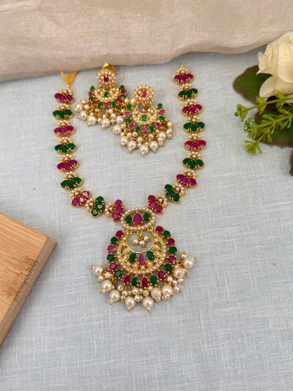 Royal Pearl Stone Short Necklace Set 592 - Mahilas