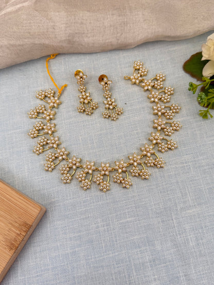 Royal Pearl Stone Short Necklace Set 596 - Mahilas