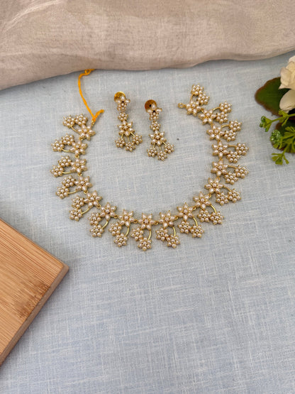 Royal Pearl Stone Short Necklace Set 596 - Mahilas