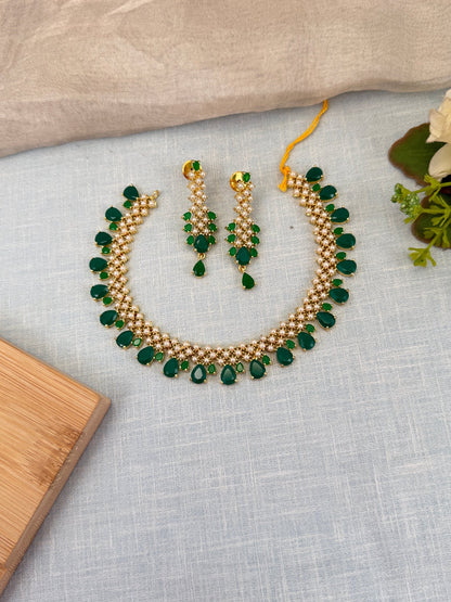 Royal Pearl Stone Short Necklace Set 599 - Mahilas