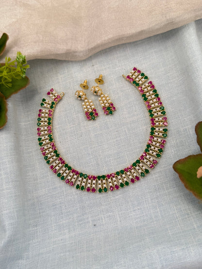 Royal Pearl Stone Short Necklace Set 654 - Mahilas