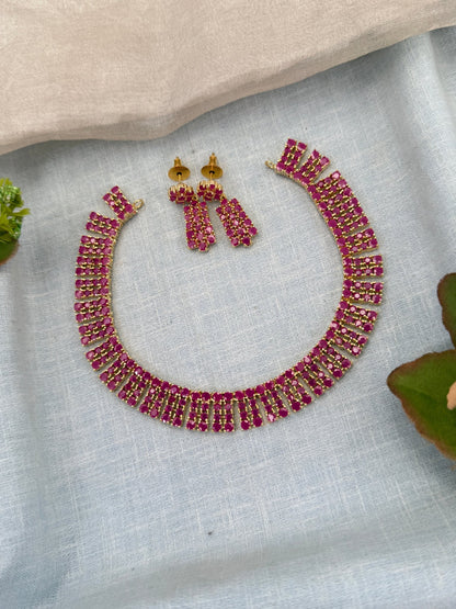 Royal Pearl Stone Short Necklace Set 655 - Mahilas