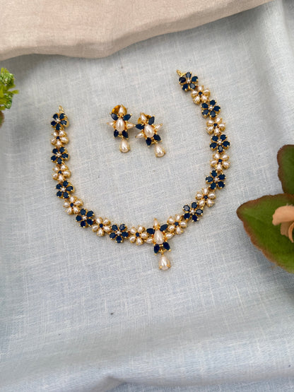 Royal Pearl Stone Short Necklace Set 661 - Mahilas