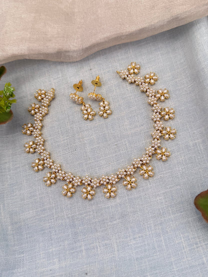 Royal Pearl Stone Short Necklace Set 668 - Mahilas
