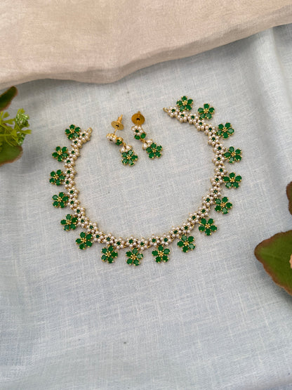 Royal Pearl Stone Short Necklace Set 669 - Mahilas