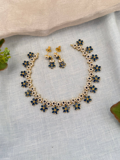 Royal Pearl Stone Short Necklace Set 670 - Mahilas