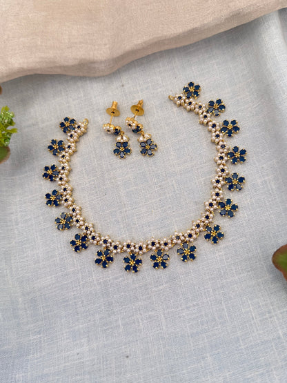Royal Pearl Stone Short Necklace Set 670 - Mahilas