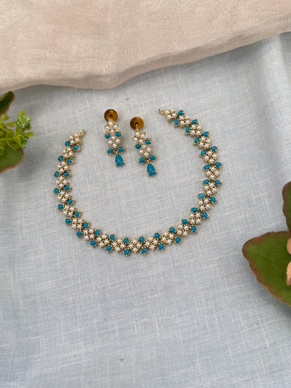 Royal Pearl Stone Short Necklace Set 672 - Mahilas