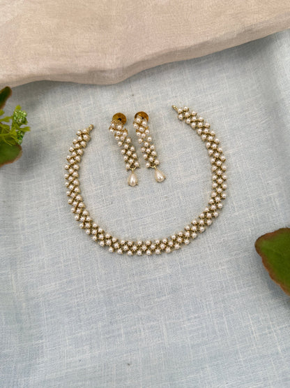 Royal Pearl Stone Short Necklace Set 675 - Mahilas