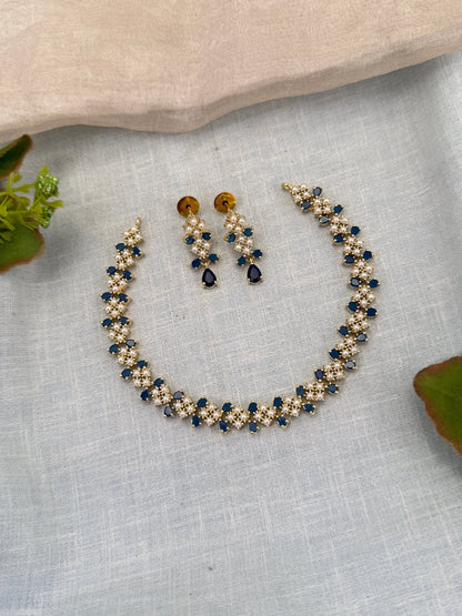Royal Pearl Stone Short Necklace Set 680 - Mahilas