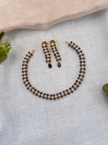 Royal Pearl Stone Short Necklace Set 682 - Mahilas