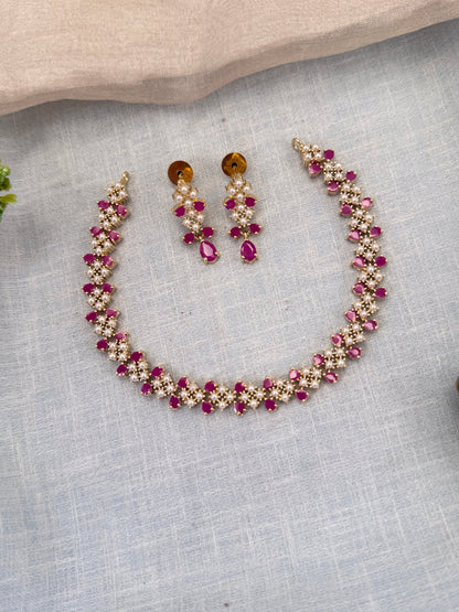 Royal Pearl Stone Short Necklace Set 685 - Mahilas
