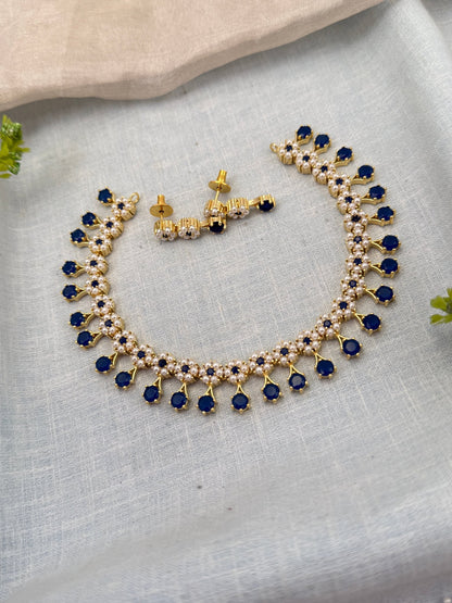 Royal Pearl Stone Short Necklace Set 688 - Mahilas