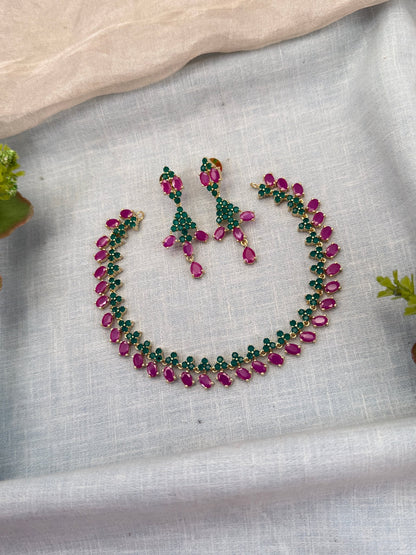 Royal Pearl Stone Short Necklace Set 696 - Mahilas