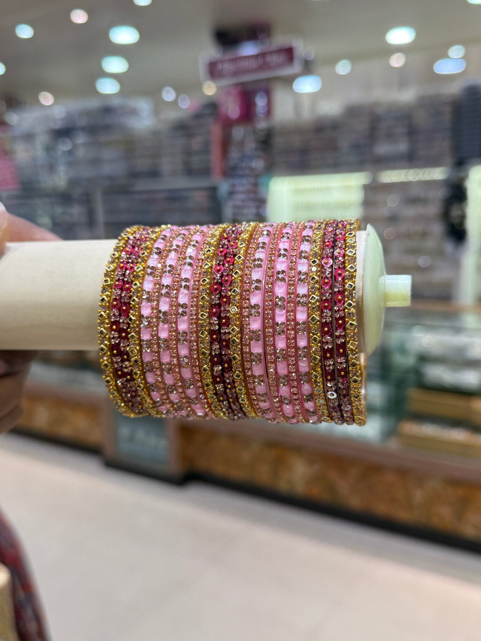 Royal Pink and Strawberry Glass Bangle Set 5270 - Mahilas