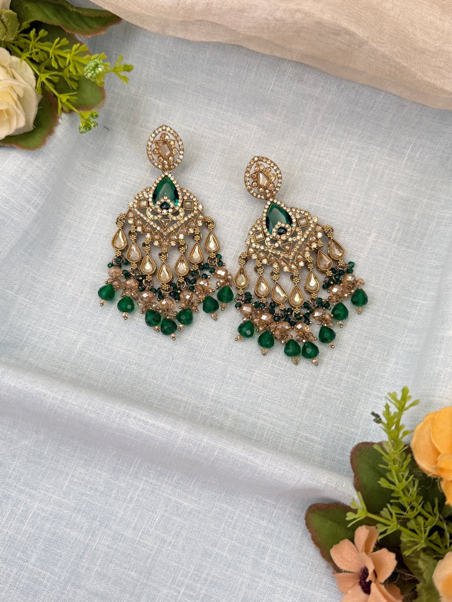 Royal Polki Stone Chandbali Earrings 0189 - Mahilas