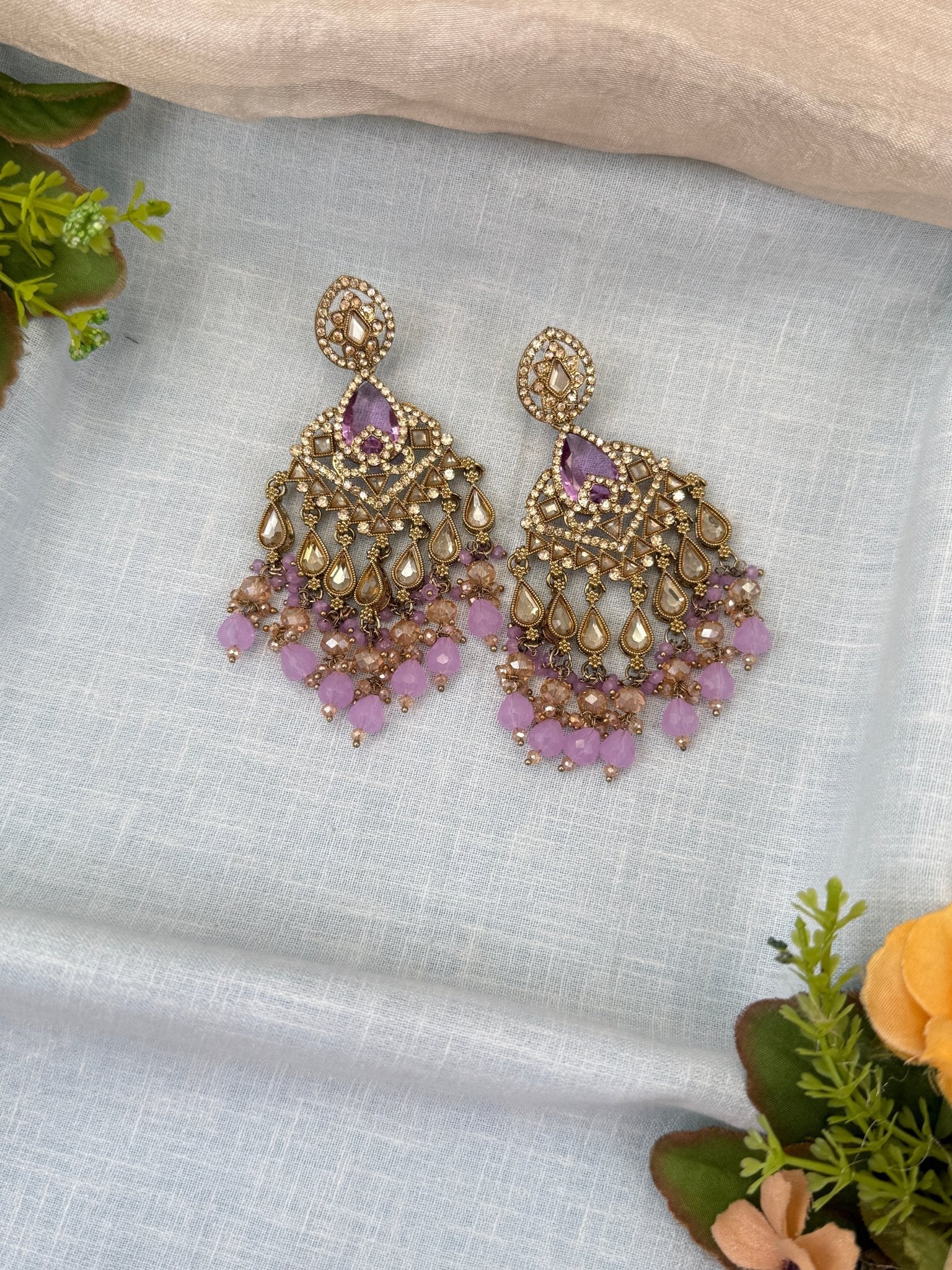 Royal Polki Stone Chandbali Earrings 0190 - Mahilas