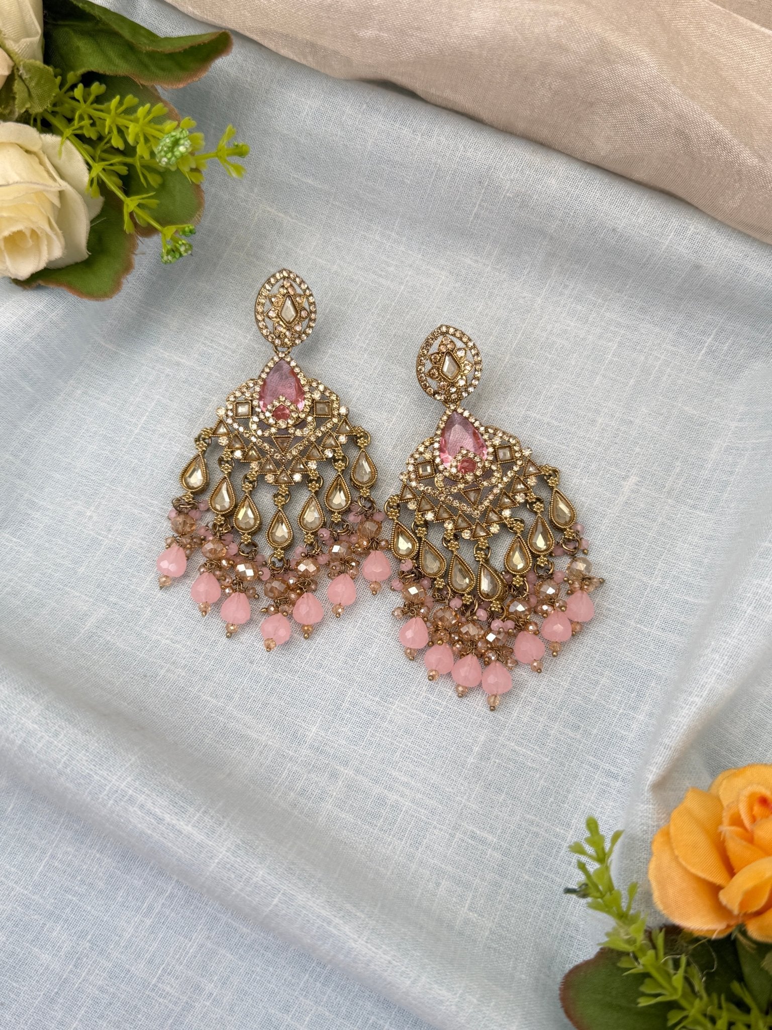Royal Polki Stone Chandbali Earrings 0195 - Mahilas