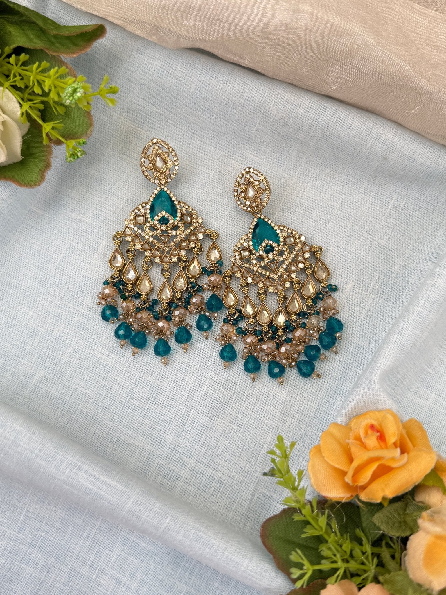 Royal Polki Stone Chandbali Earrings 0198 - Mahilas
