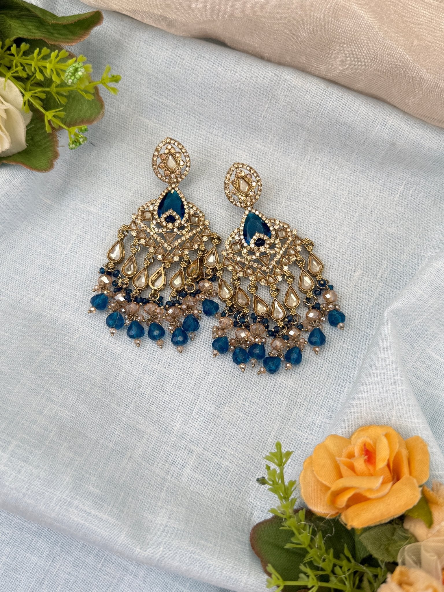 Royal Polki Stone Chandbali Earrings 0201 - Mahilas