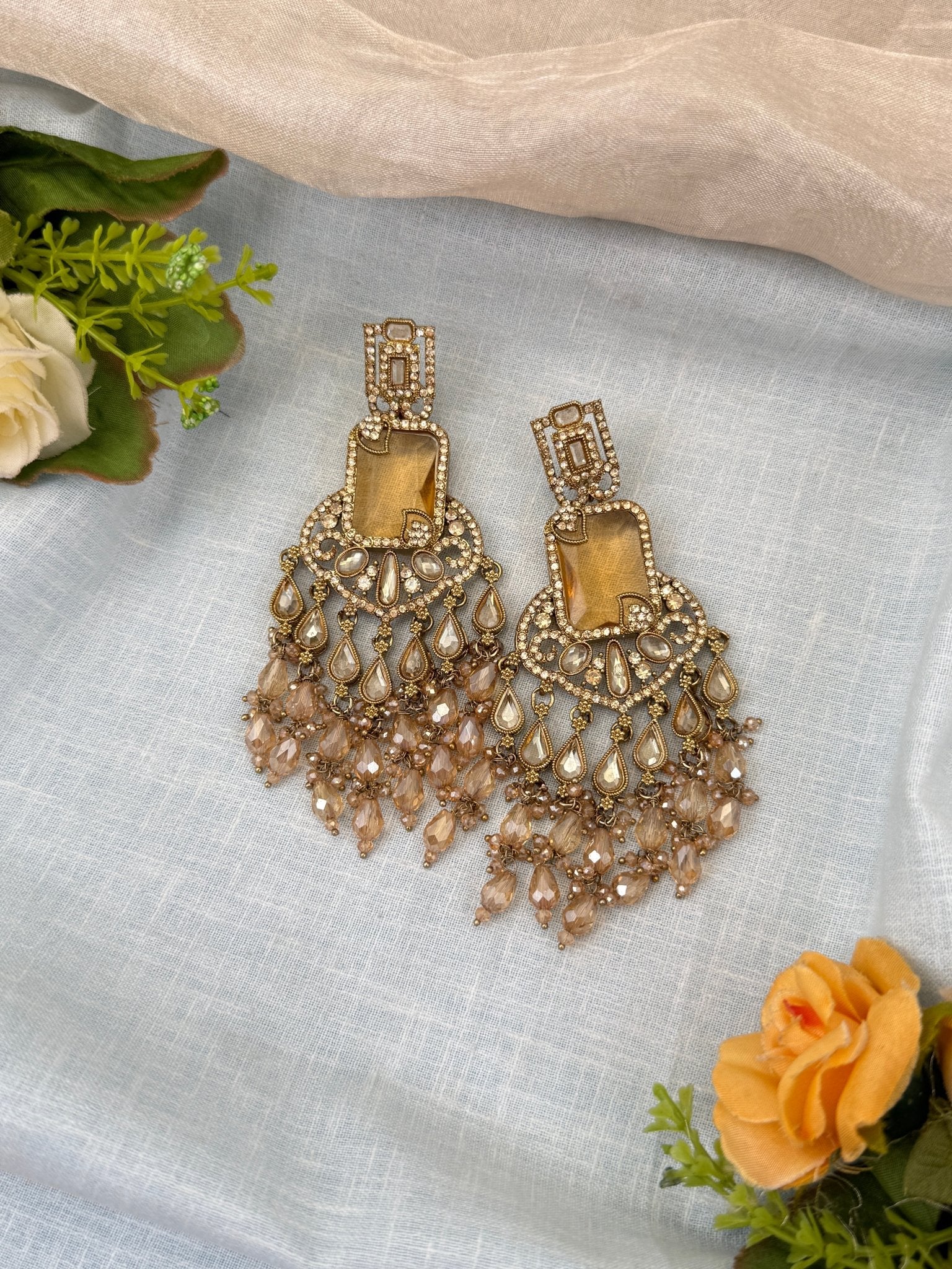 Royal Polki Stone Chandbali Earrings 0205 - Mahilas