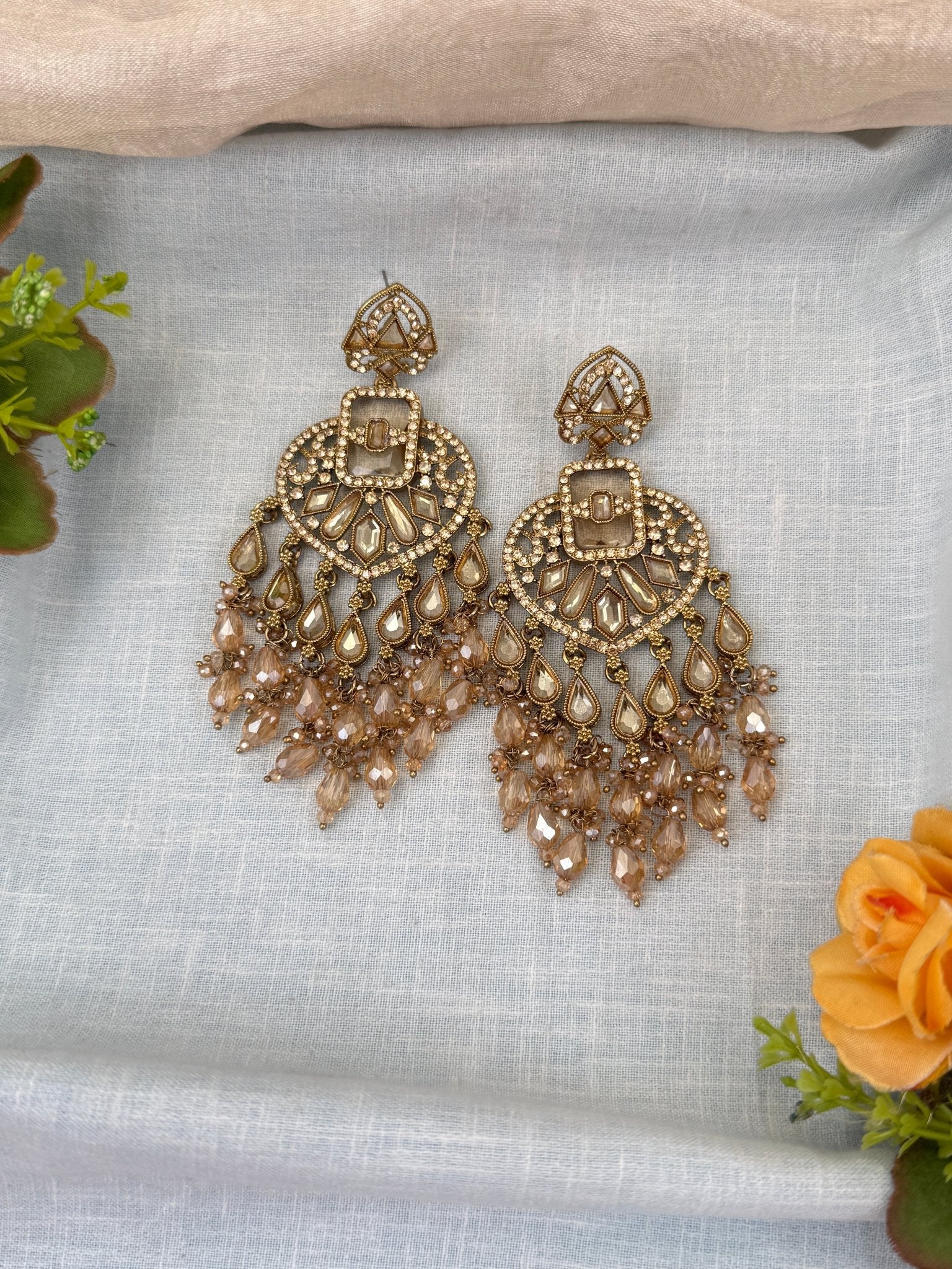 Royal Polki Stone Chandbali Earrings 0208 - Mahilas