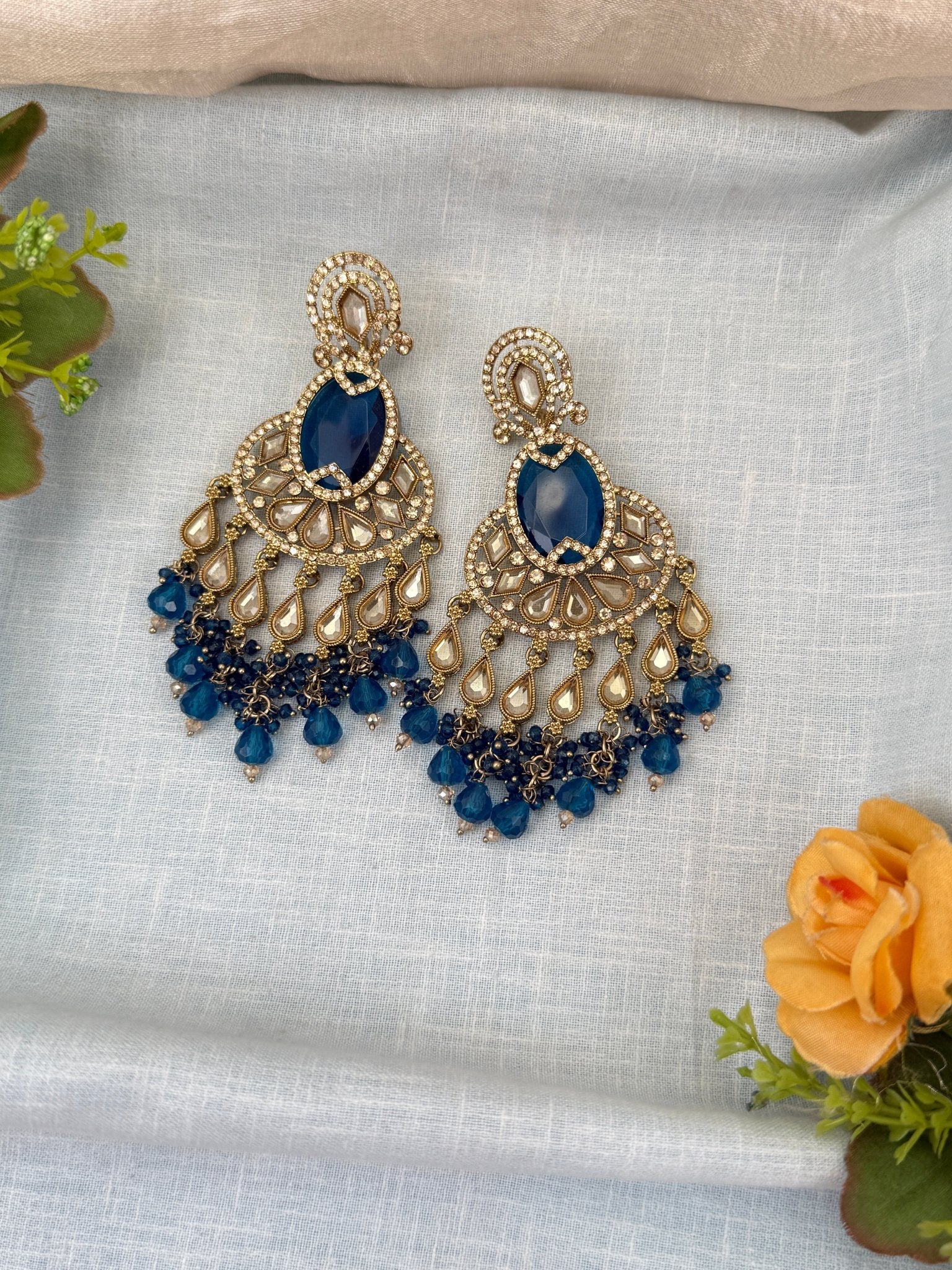 Royal Polki Stone Chandbali Earrings 0211 - Mahilas