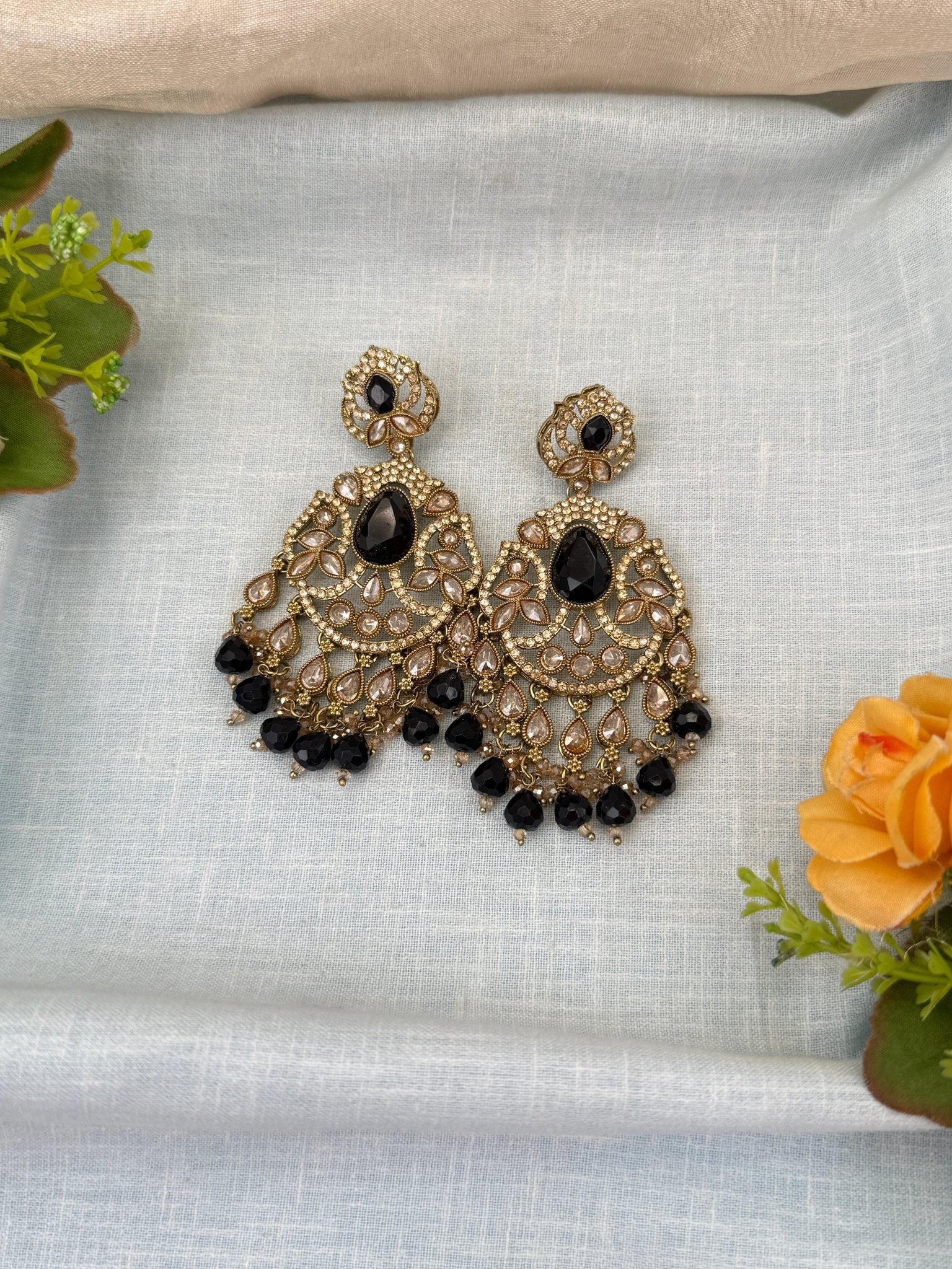 Royal Polki Stone Chandbali Earrings 0213 - Mahilas