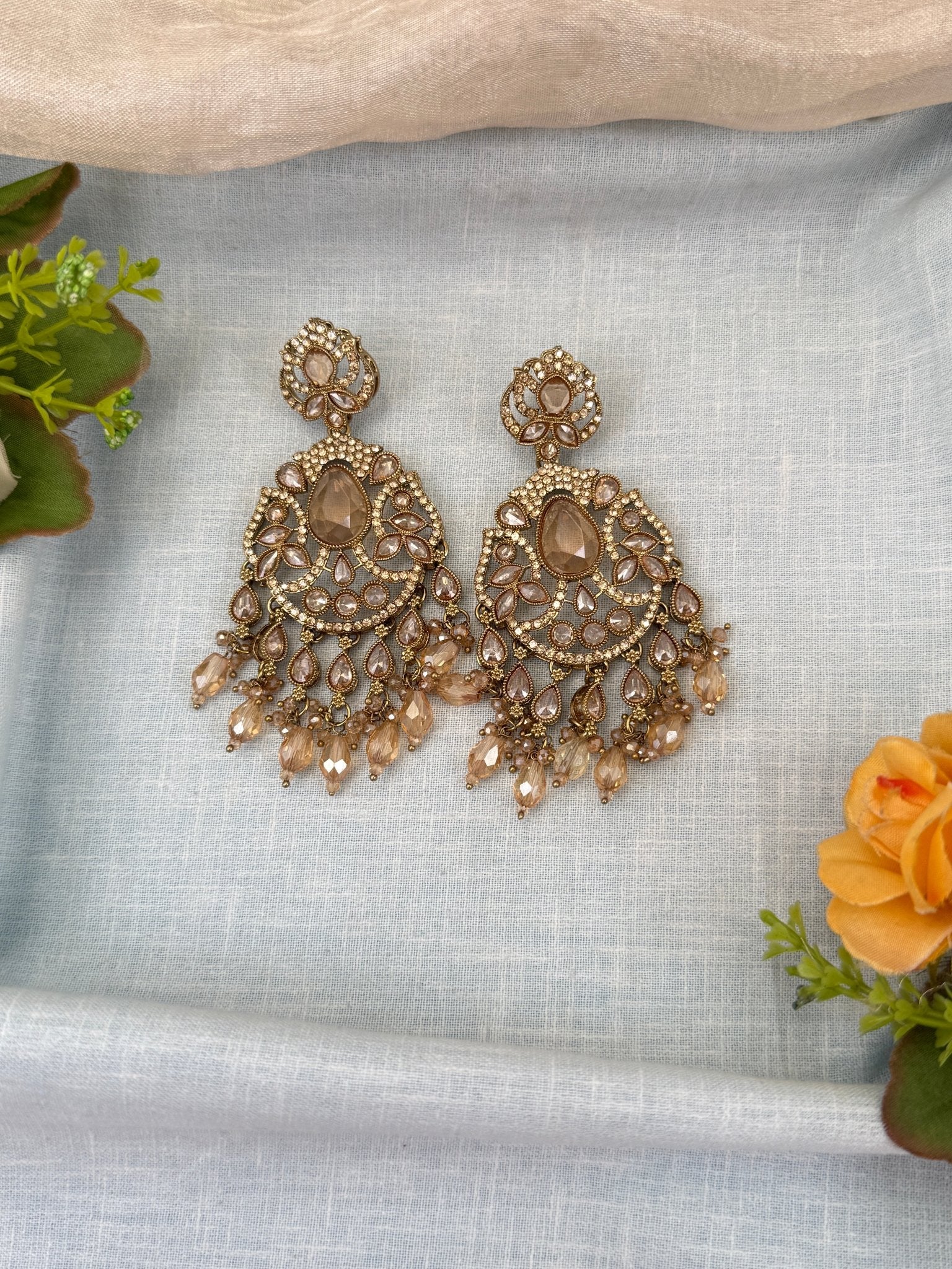 Royal Polki Stone Chandbali Earrings 0214 - Mahilas