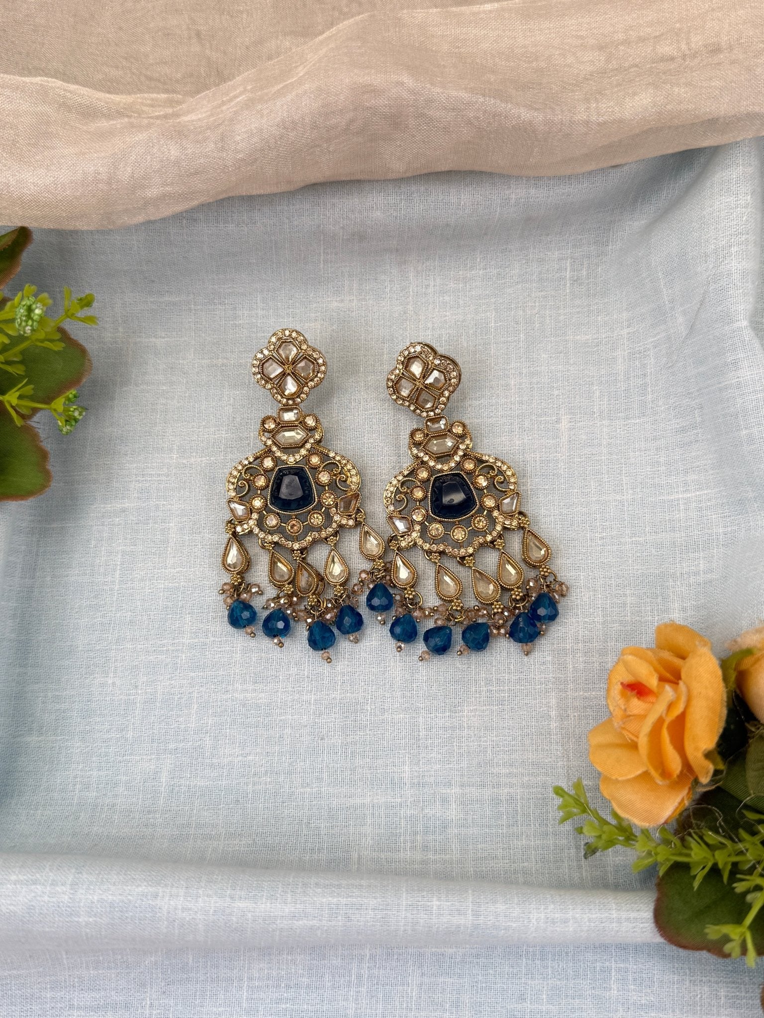 Royal Polki Stone Chandbali Earrings 0215 - Mahilas