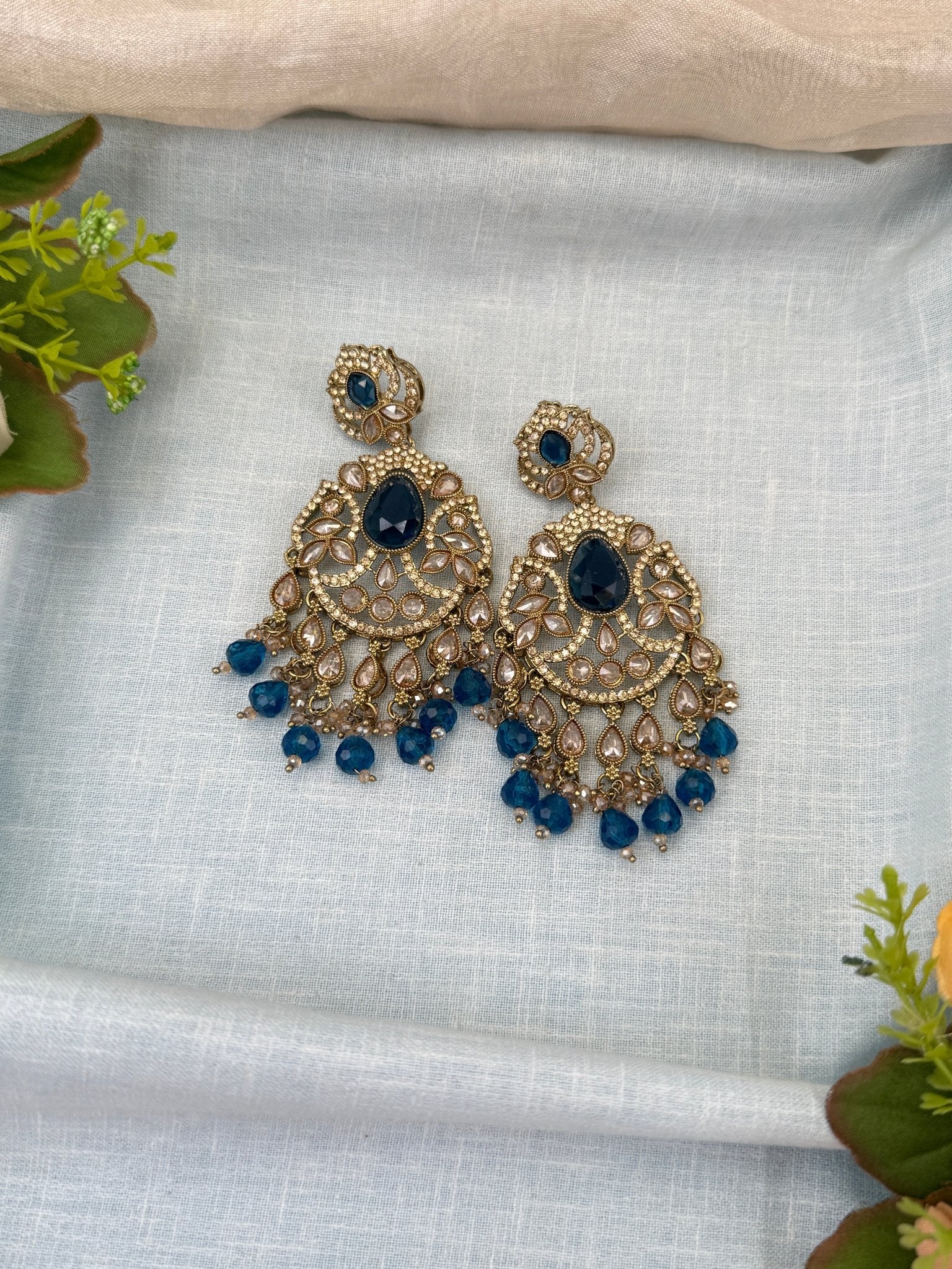 Royal Polki Stone Chandbali Earrings 0217 - Mahilas