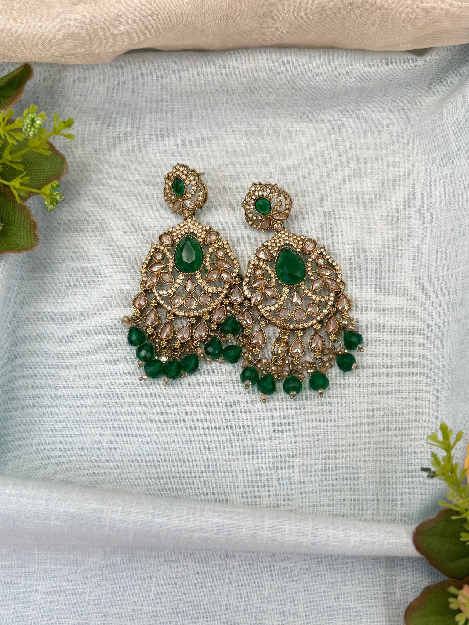 Royal Polki Stone Chandbali Earrings 0218 - Mahilas
