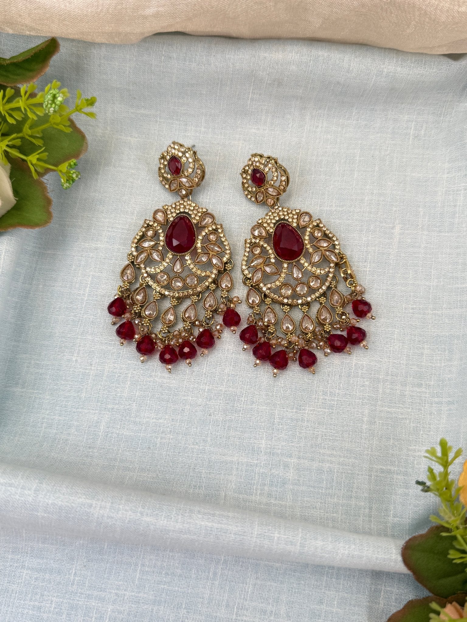 Royal Polki Stone Chandbali Earrings 0219 - Mahilas