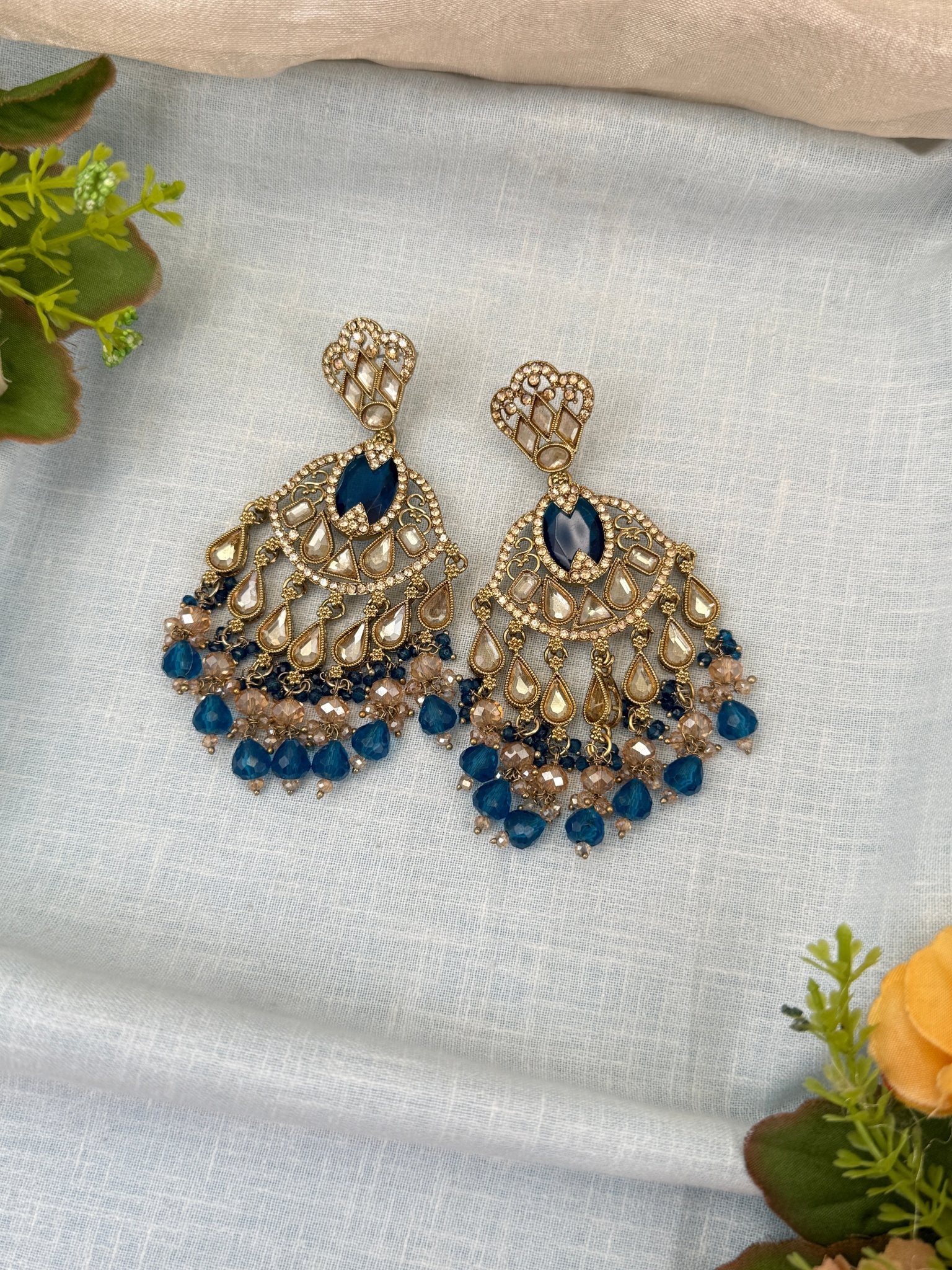 Royal Polki Stone Chandbali Earrings 0220 - Mahilas