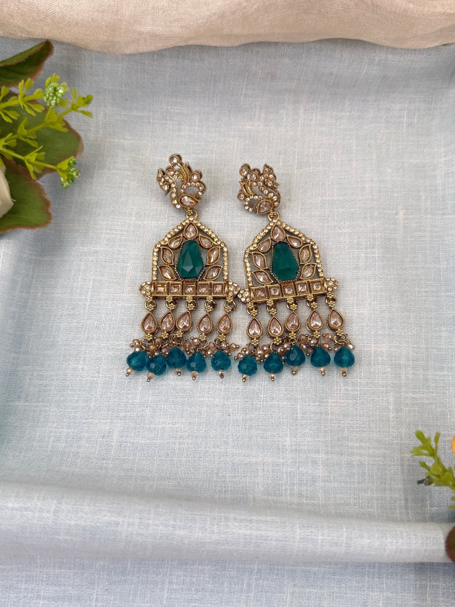 Royal Polki Stone Chandbali Earrings 0225 - Mahilas