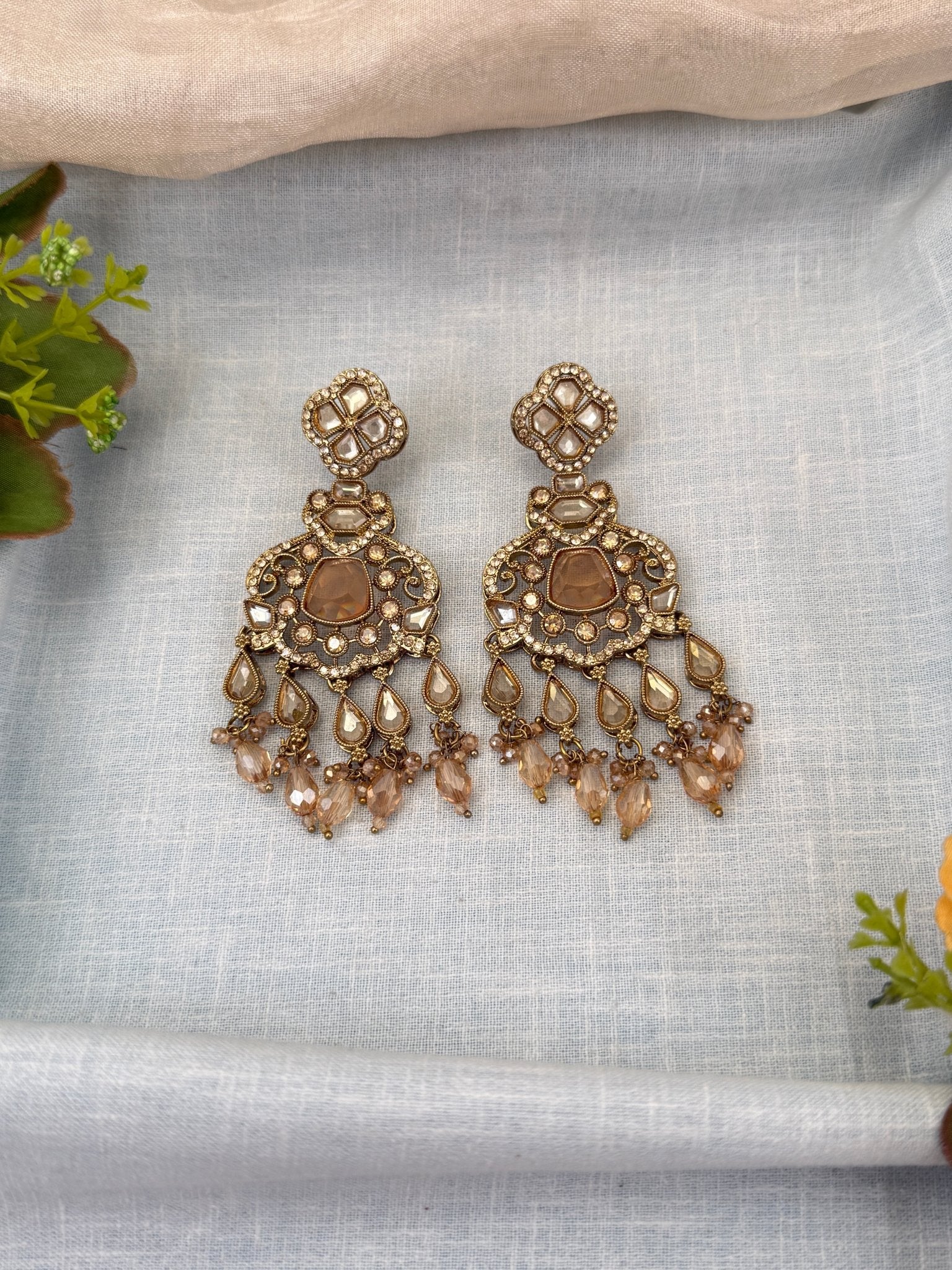 Royal Polki Stone Chandbali Earrings 0226 - Mahilas