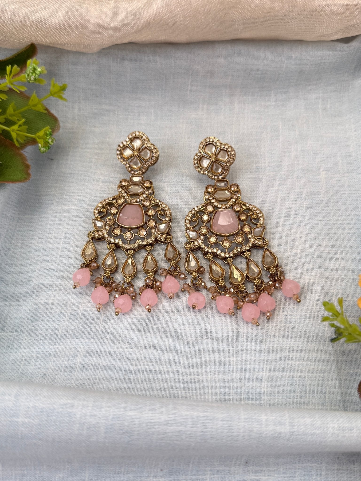 Royal Polki Stone Chandbali Earrings 0228 - Mahilas