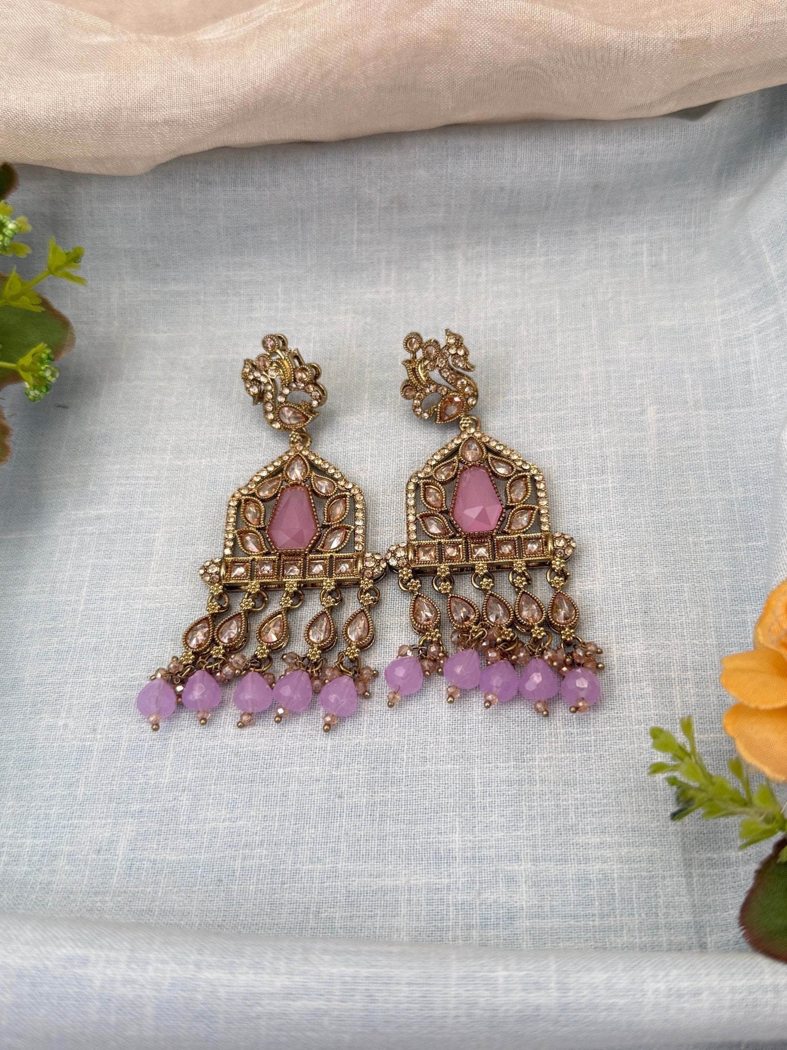 Royal Polki Stone Chandbali Earrings 0229 - Mahilas