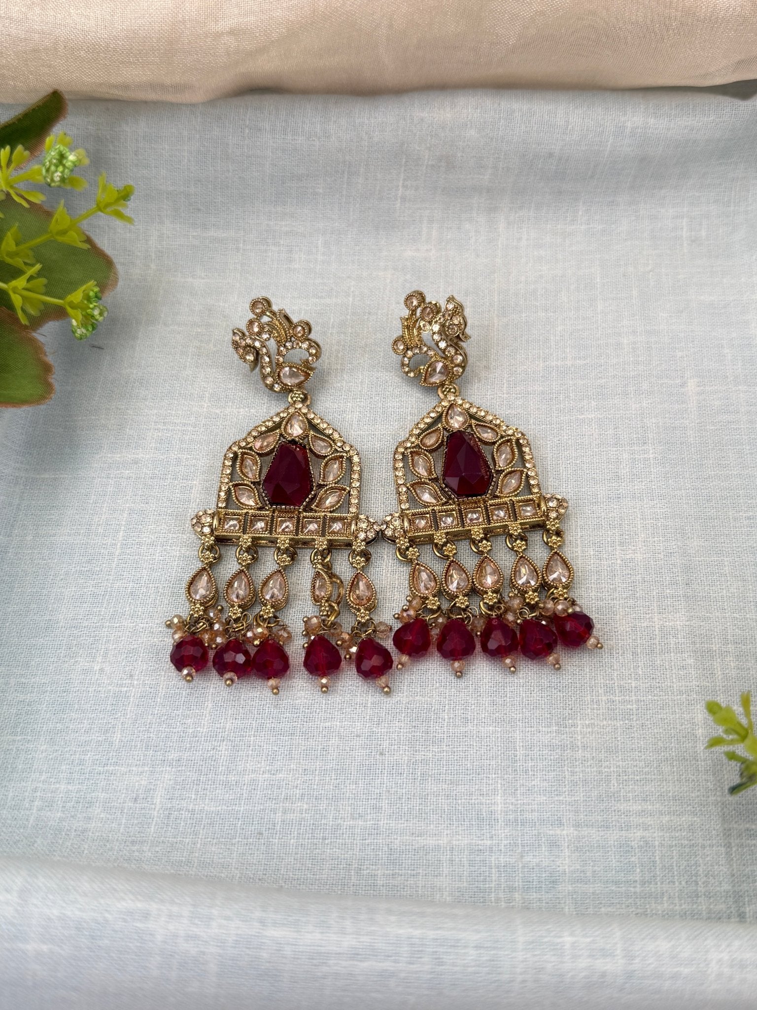 Royal Polki Stone Chandbali Earrings 0230 - Mahilas