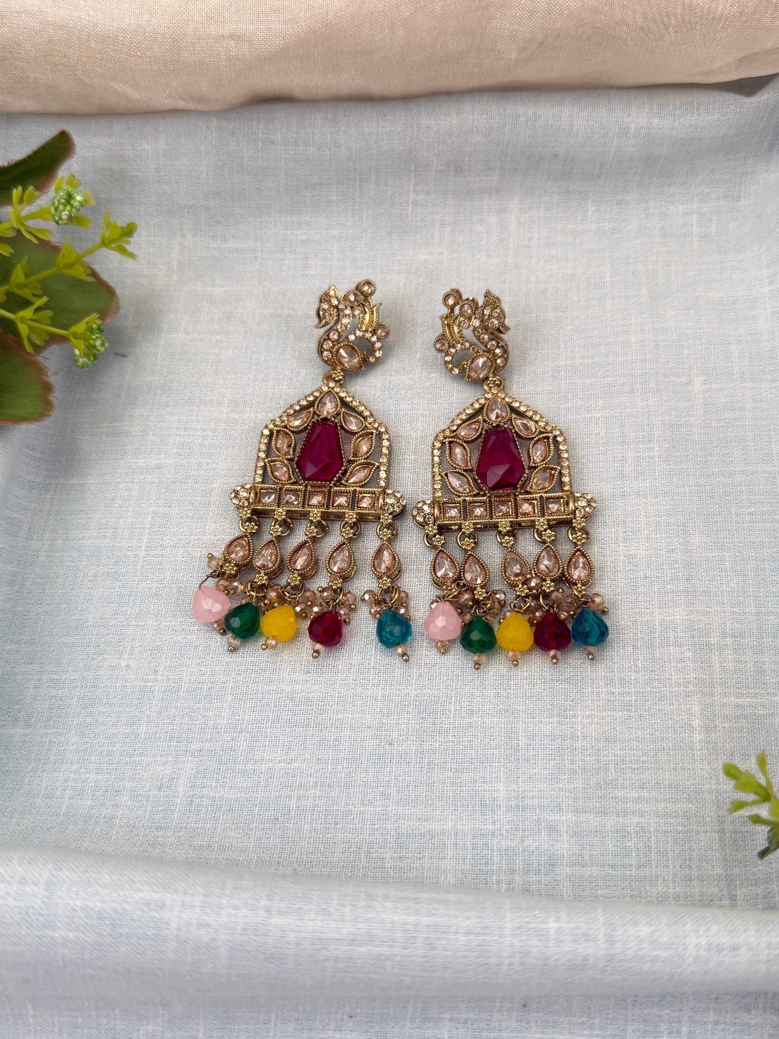 Royal Polki Stone Chandbali Earrings 0233 - Mahilas