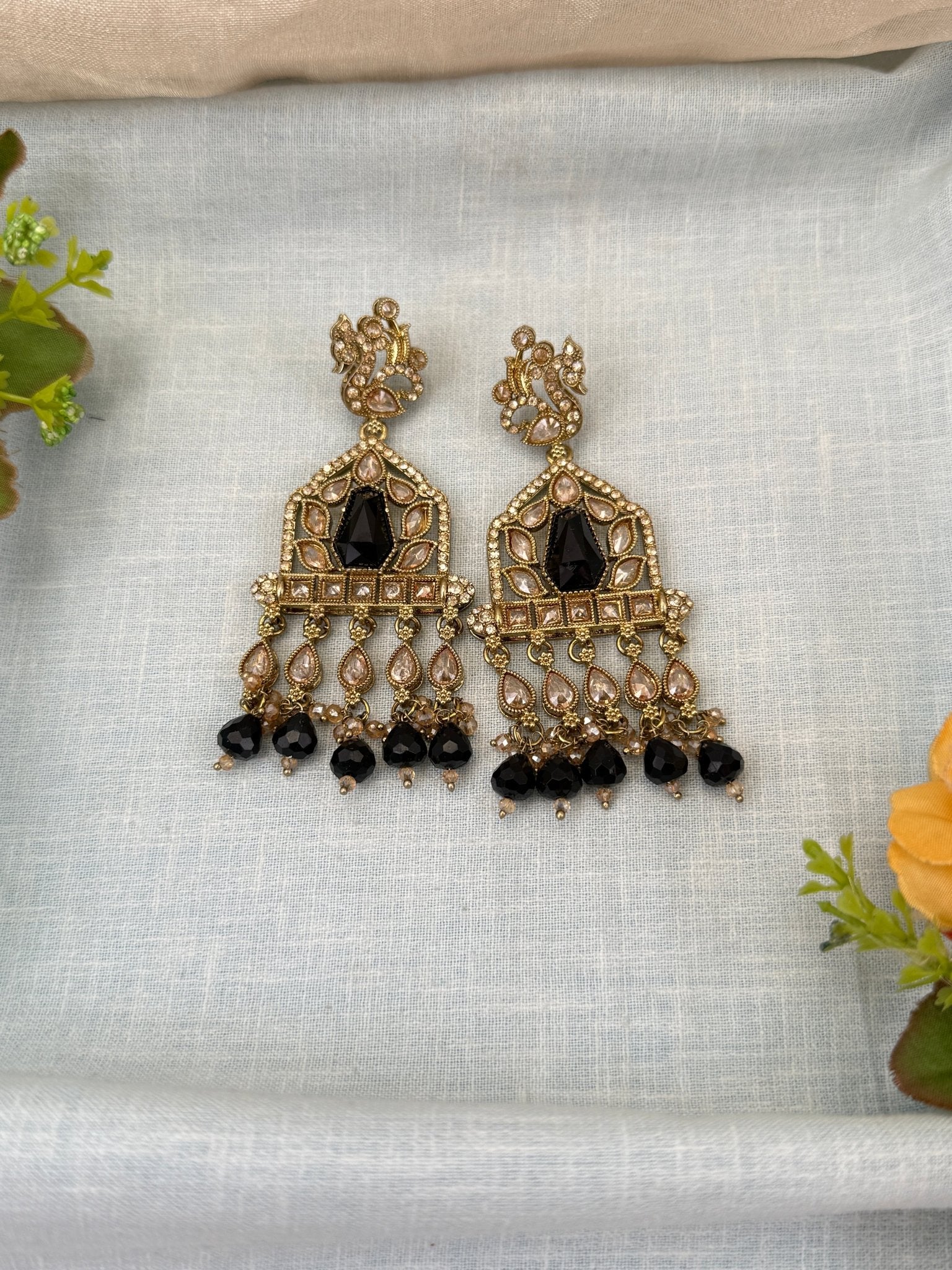 Royal Polki Stone Chandbali Earrings 0234 - Mahilas