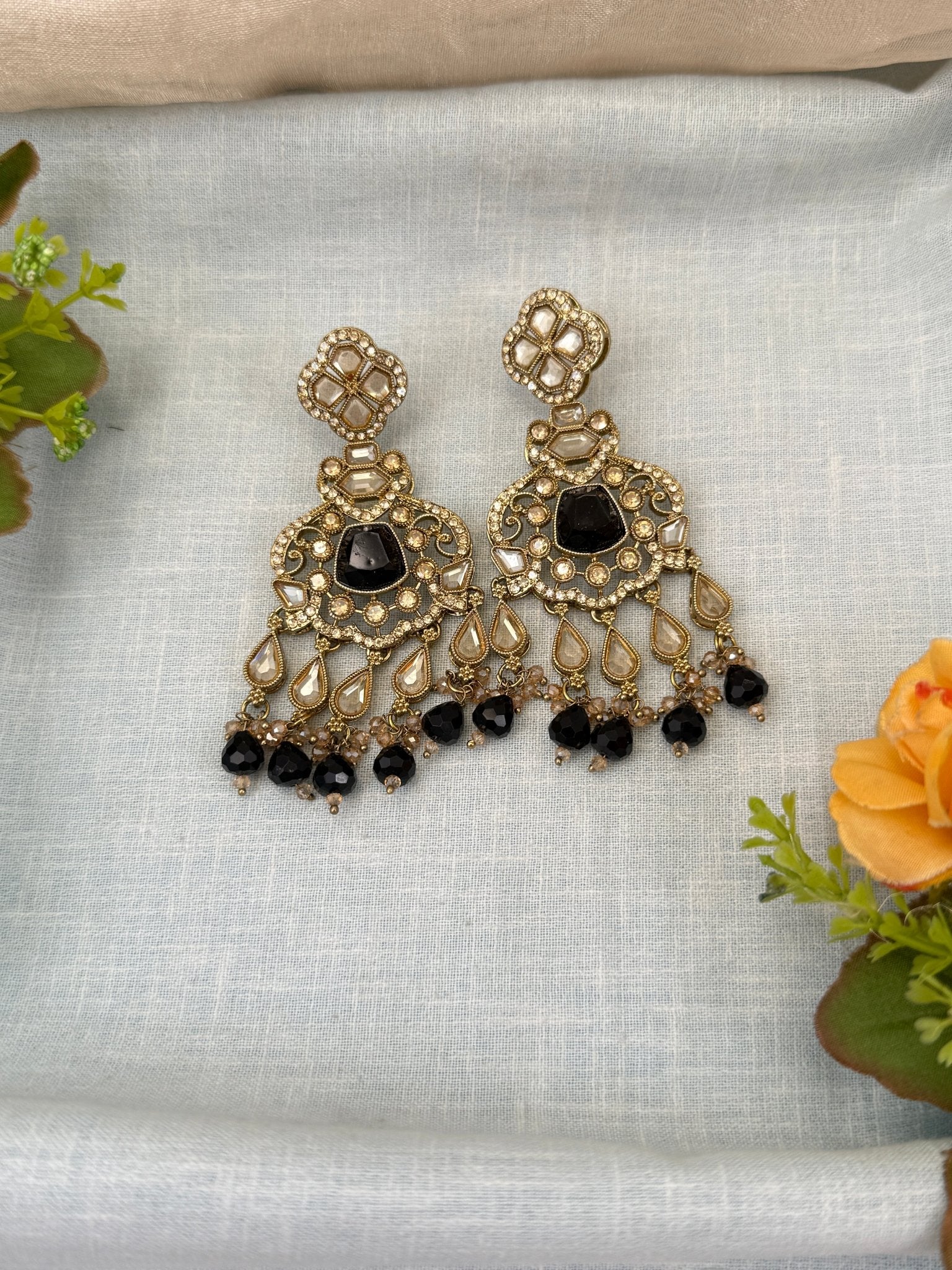 Royal Polki Stone Chandbali Earrings 0239 - Mahilas