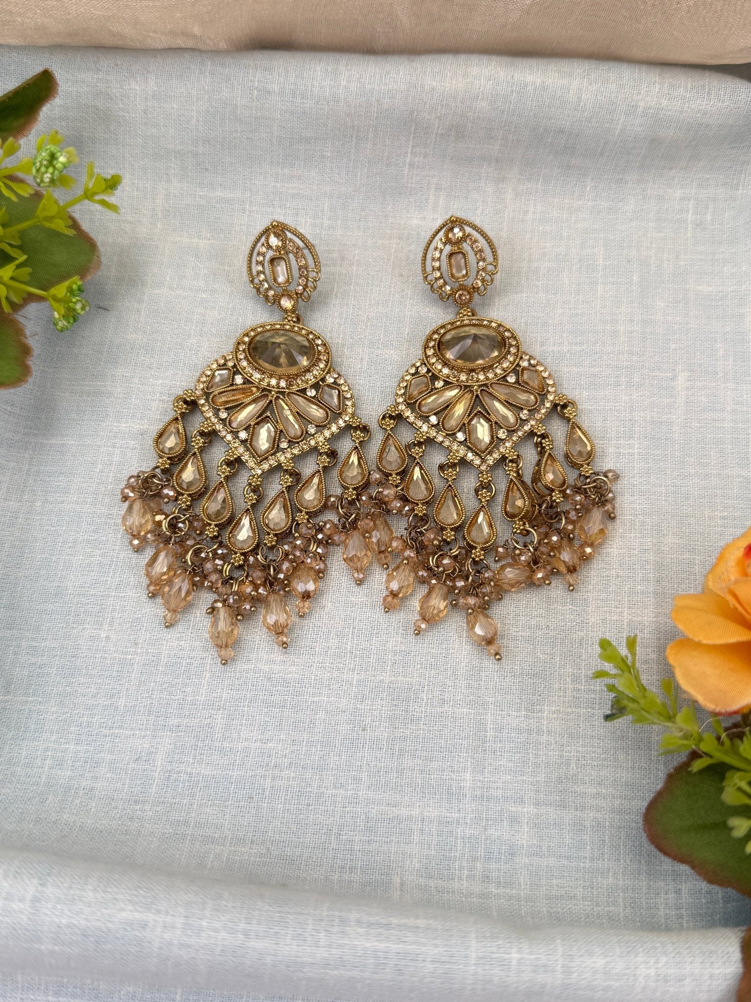 Royal Polki Stone Chandbali Earrings 0240 - Mahilas