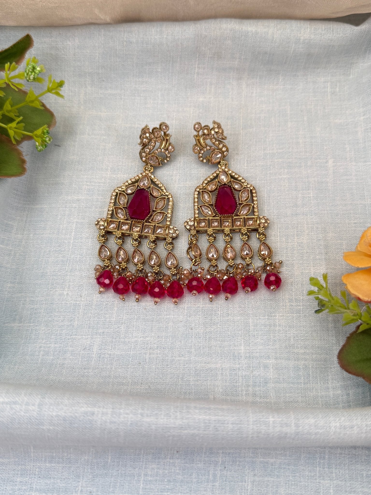 Royal Polki Stone Chandbali Earrings 0241 - Mahilas