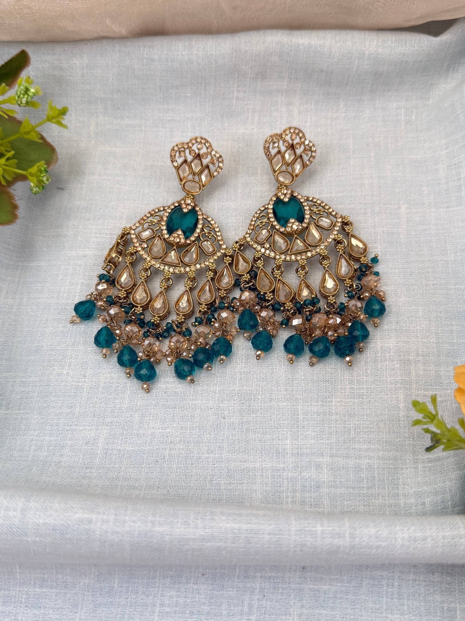 Royal Polki Stone Chandbali Earrings 0242 - Mahilas