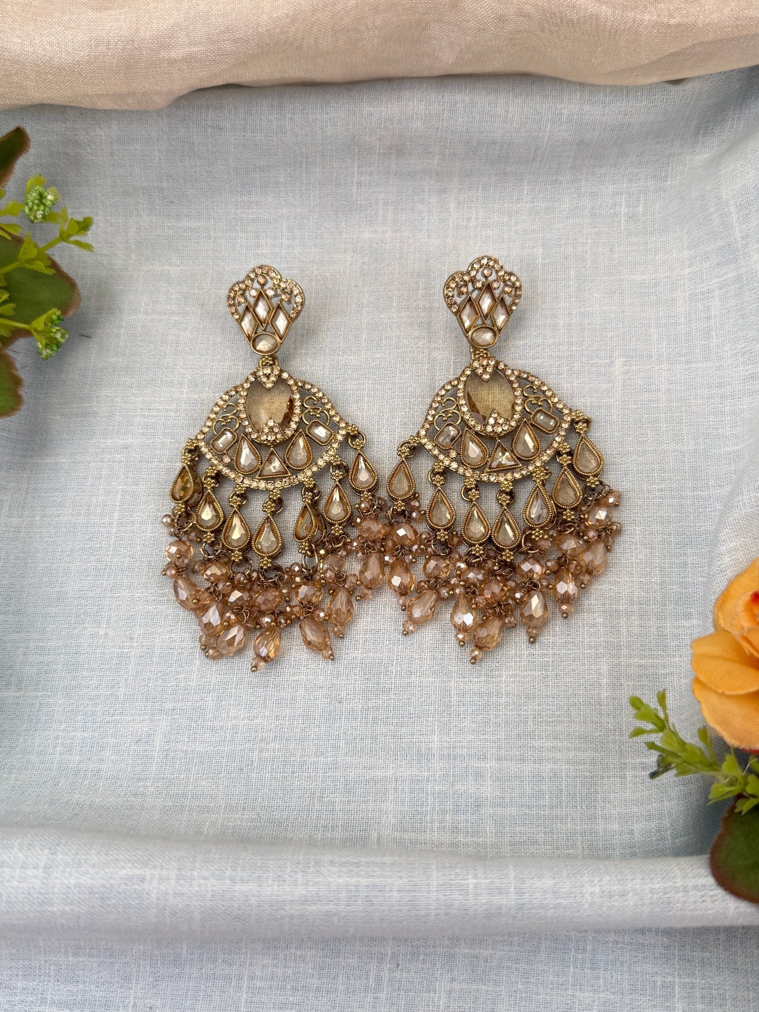 Royal Polki Stone Chandbali Earrings 0243 - Mahilas