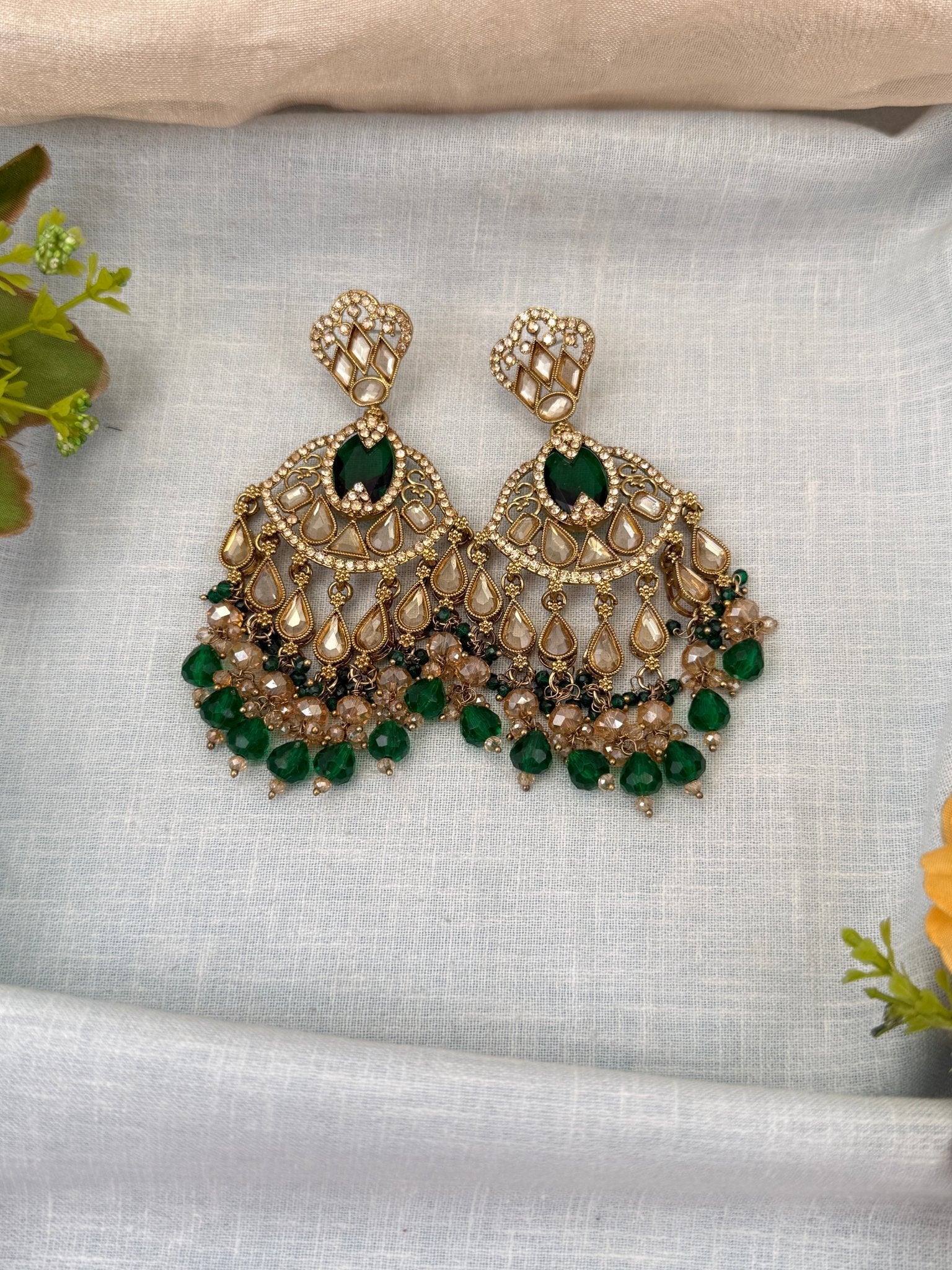 Royal Polki Stone Chandbali Earrings 0245 - Mahilas