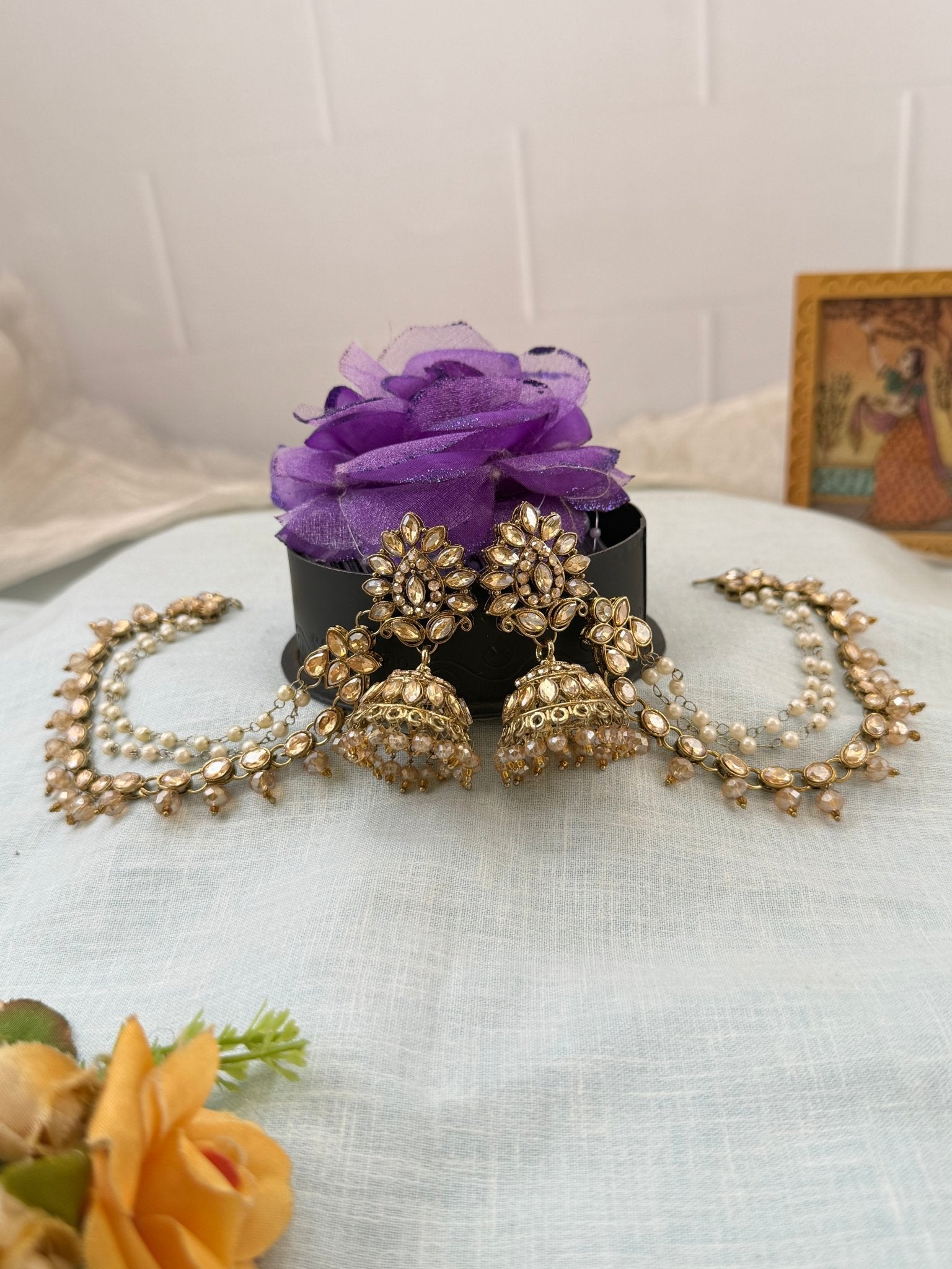 Royal Polki Style Jhumka with Maatal 0259 - Mahilas