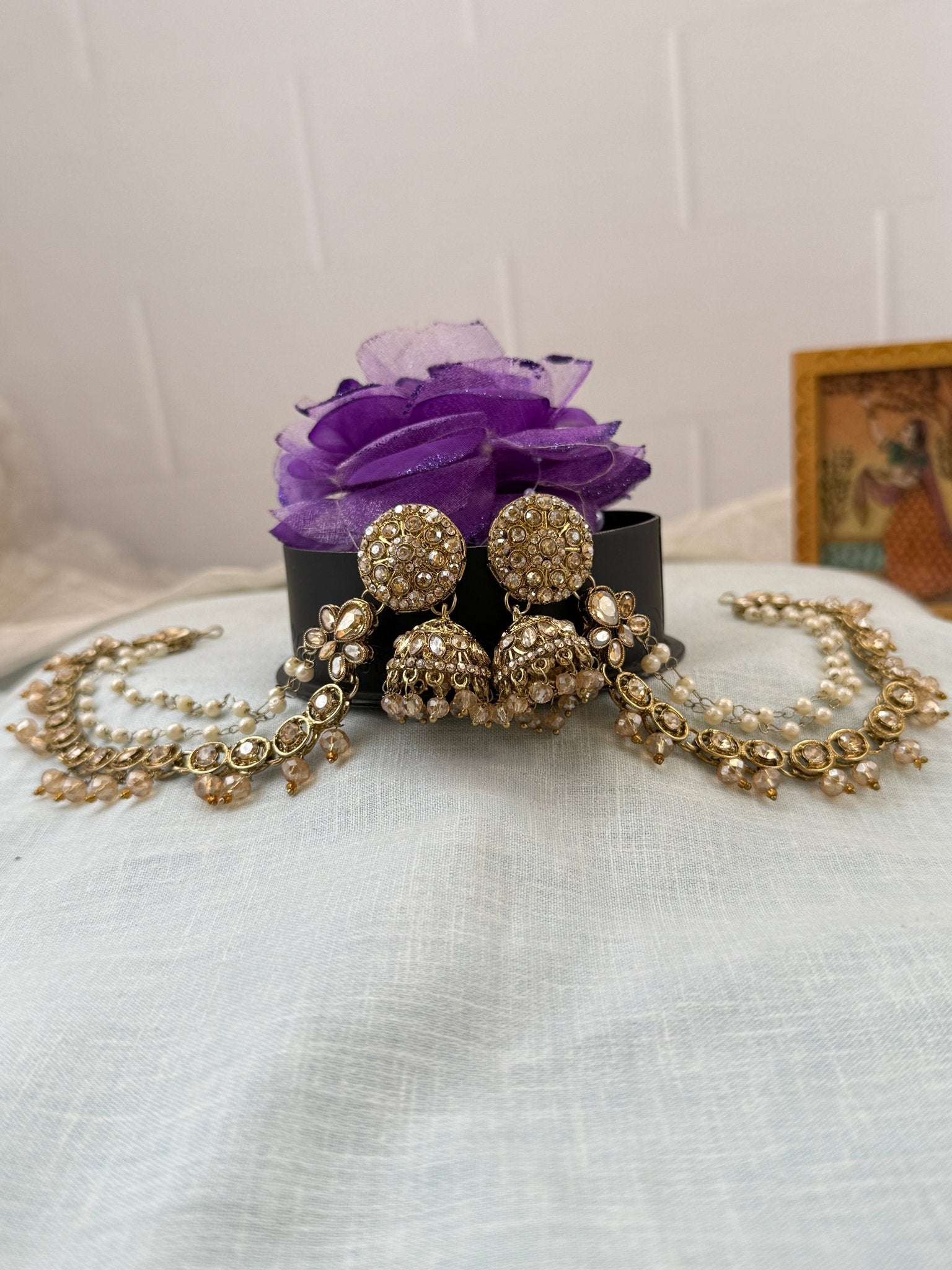 Royal Polki Style Jhumka with Maatal 0263 - Mahilas