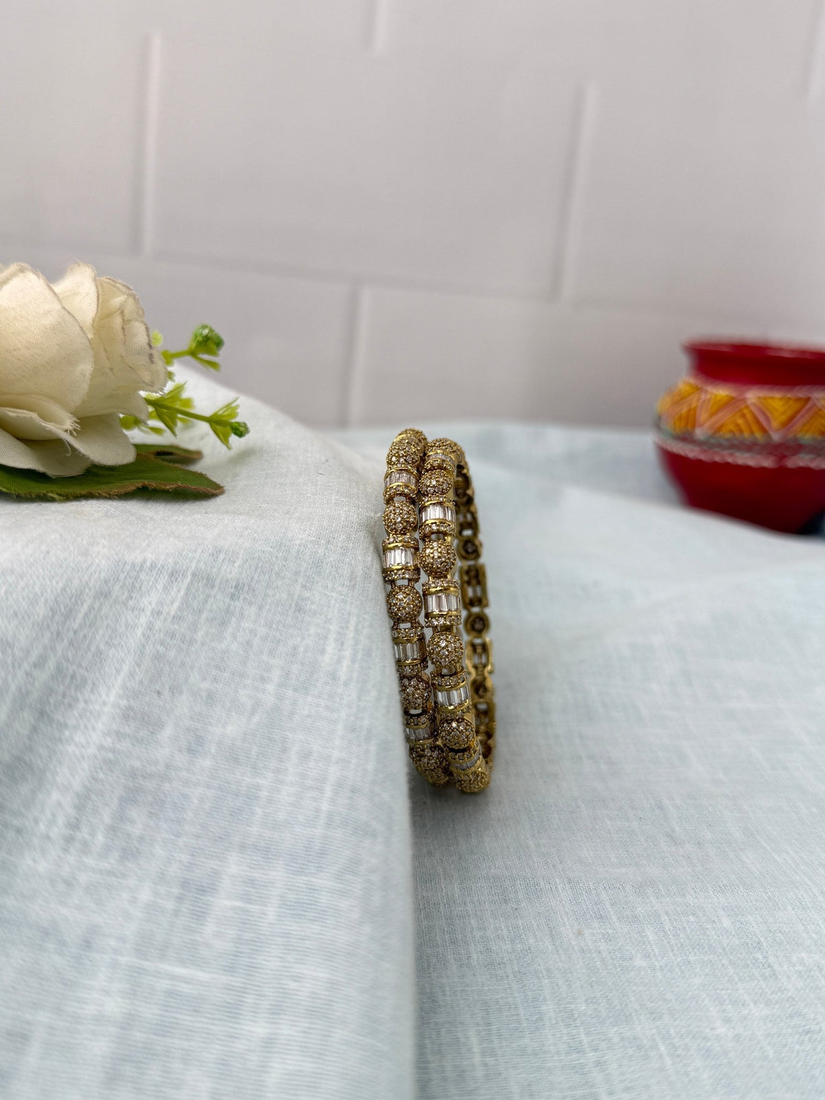 Royal Stone Premium Bangles |Set Of 2| B0417 - Mahilas